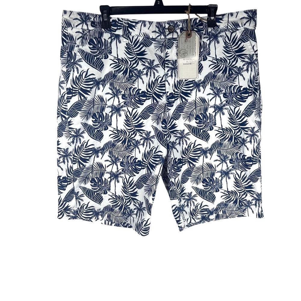 Hudson & Barrow Tropical Print Shorts Men's Size 38 Blue & White Summer Wear NWT